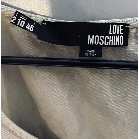 LOVE Moschino Tan Shift Dress w/ Rosettes & Belt Tie Sz 10 (US) 46 (IT) - Picture 5 of 7